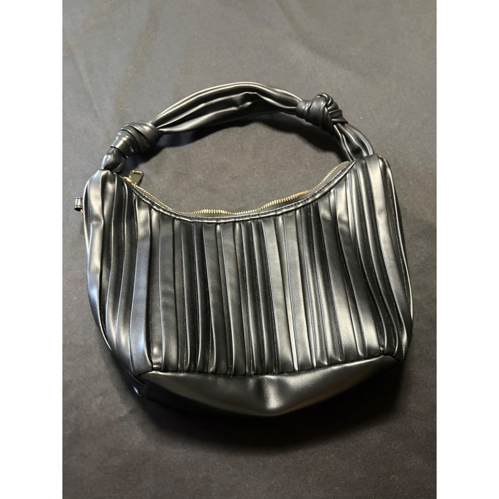 Urban Expressions Black Pleated Hobo Bag Knotted Handle Crossbody Strap